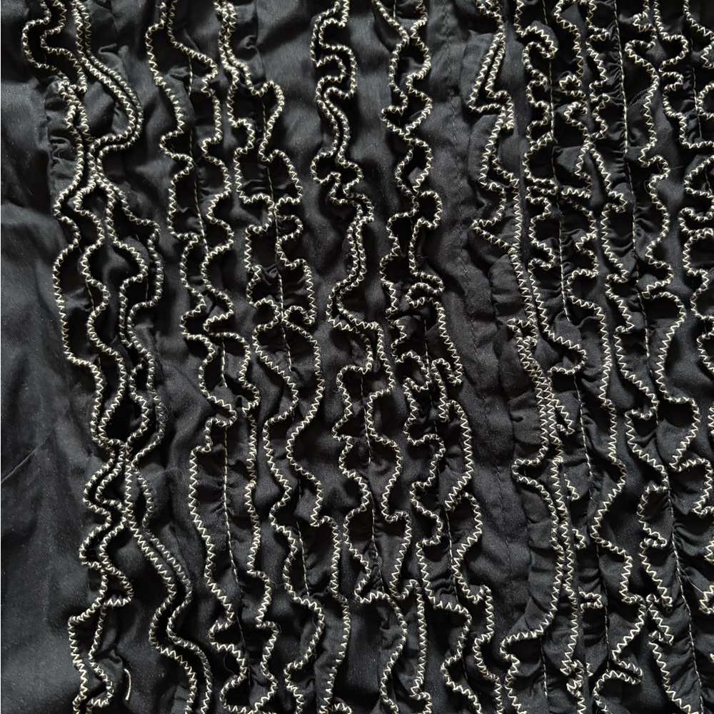 Black Ruffled Front Button-Up Shirt - Picture 5 of 7